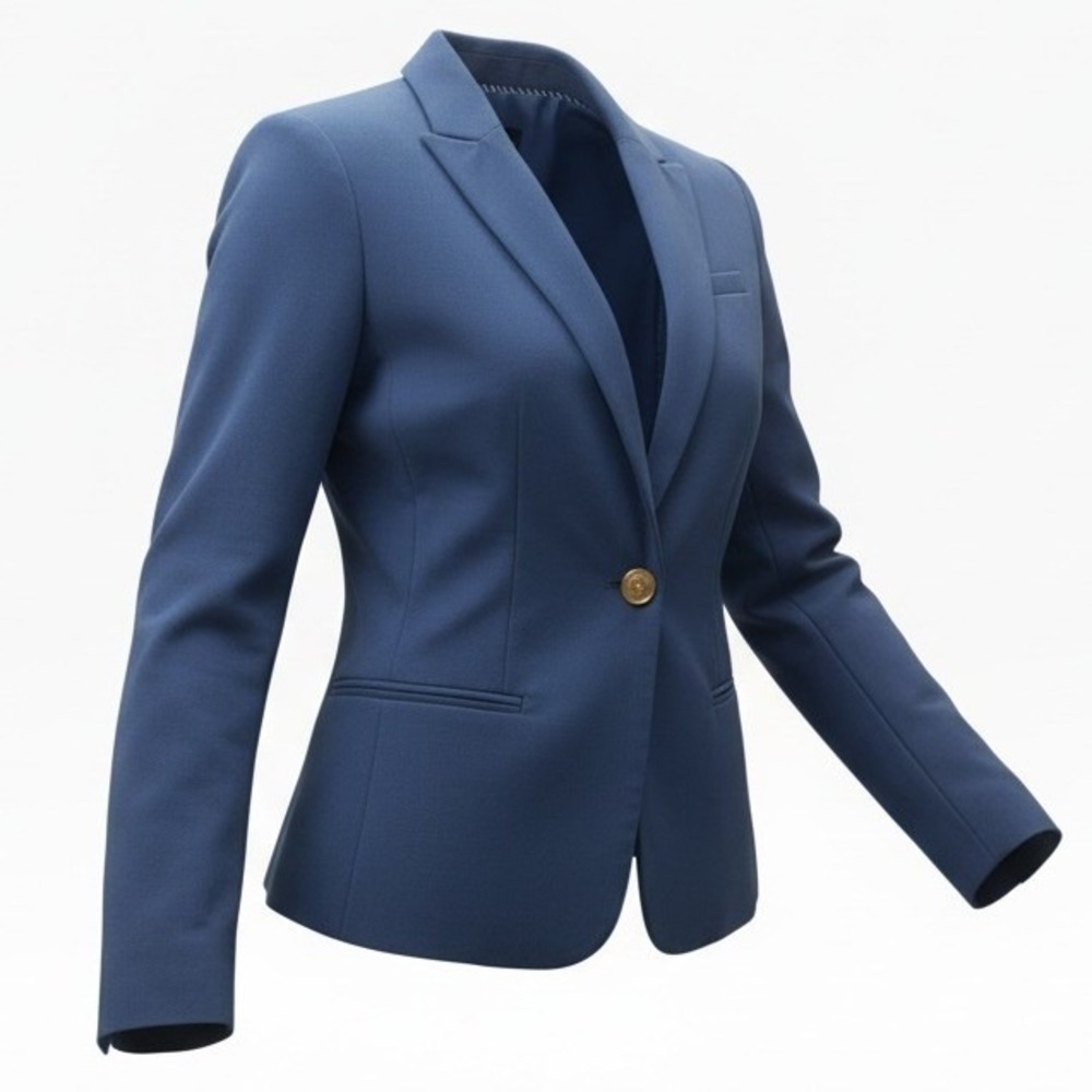 Banana Republic Women's Sz 2 Marzotto Italian Wool Blend Blazer Navy Blue #150X